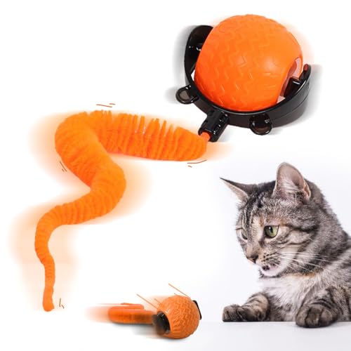 TZQFROCE Interaktives Katzenspielzeug Katzenball Katzenspielzeug Elektrisch Katzenball Hundespielzeug Ball Rollball mit Schwanz für Katzen 360° Rolling Smart Ball fürKatzen Und Hunde von TZQFROCE