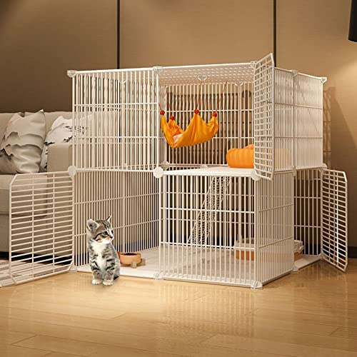 Katzenkäfige, Indoor-Katzenlaufstall, Metalldraht-Katzenkäfig, Abnehmbarer, extra großer Katzenlaufstall für Abbit, Frettchen und kleine Tiere (Größe: 75 x 75 x 73 cm) von TZUFA