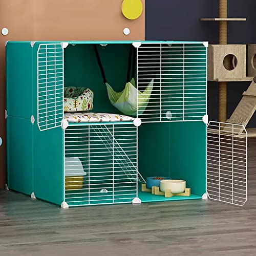 Kleiner Katzenkäfig, Katzenkäfige für Hauskatzen, DIY-Katzenlaufstall, Haustierlaufstall, Katzenlaufstall für Tiere, verschlüsseltes Netzwerk, mit Katzennest + Hängematte + Katzentoilette + von TZUFA