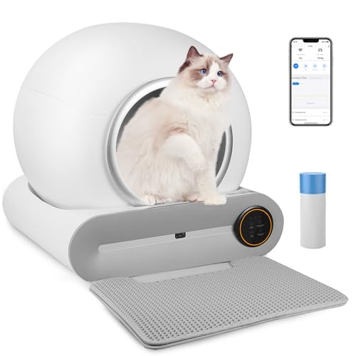 Selbstreinigende Katzentoilette, Überwachung der Gesundheit Ihrer Katze, APP-Steuerung,Platzsparendes Design,ionischer Desodorierer/Gesundheitsmonitor/65L+9L mit großem, für Mehrere Katzen von TaFoyu