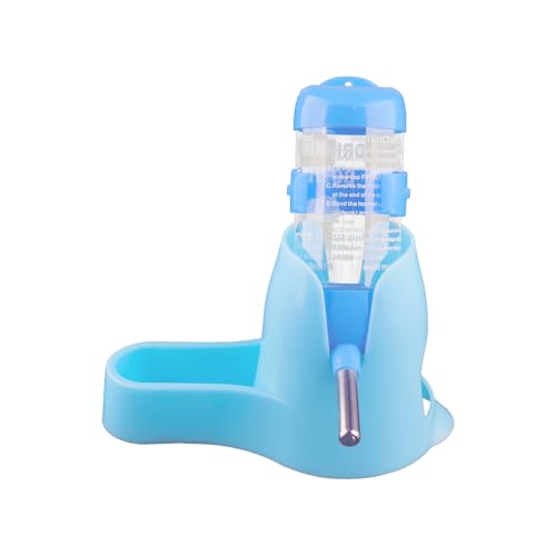 Tabanzhe Hamster-Wasserflasche mit Ständer, 80 ml, automatische Flaschendosierung mit Lebensmittelbehälter, kein Tropfen, auslaufsichere Futterdüse, Wasserspender, Ständer für kleine Tiere, von Tabanzhe