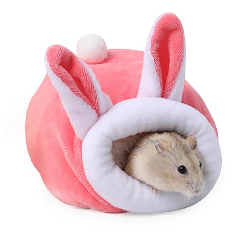 Tabanzhe Mini-Hamsterbett, weich und gemütlich, Kleintier-Bettwäsche für Hamster, Igel, Meerschweinchen, Winterschlafnest, Baumwollnestsack, weiches und warmes Haus (Rosa) von Tabanzhe