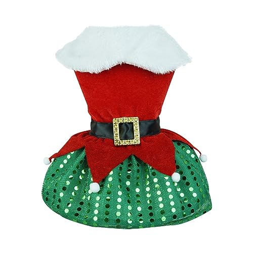 Tacery Hunde-Cosplay-Kostüm,Weiche Weihnachtsmann-Haustierkleidung für Weihnachten - Interessantes Hunde-Winterkleid aus Baumwolle, multifunktionales Weihnachtszubehör für kleine Hunde für kleine von Tacery