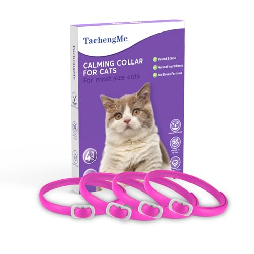 TachengMc Beruhigendes Halsband für Katzen, 4 Stück, beruhigendes Halsband, effektive Linderung von Angst, Stress, Katzen-Pheromonhalsband, wasserabweisend und verstellbar, für Katzen, Rosa von TachengMc