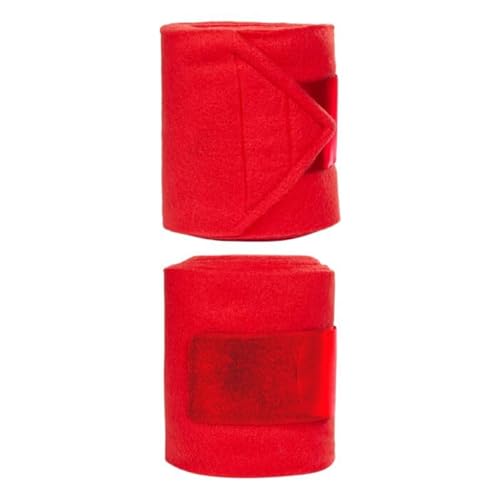 Tack Shack of Ocala HKM Innovation Polo Wraps 4er Set, Polobandagen für Pferde, Bandagen, Bandagen für Pferde, Fleece Polo Wraps, Fleecebandagen 300cm (Rot) von Tack Shack of Ocala