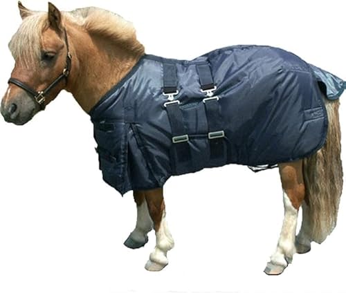 Tack Shack of Ocala Intrepid Mini Weidedecke Weidedecke Weidedecke 190g Füllung 420 Denier Mini Weidedecke mit Bauchband (Navy, 38) von Tack Shack of Ocala