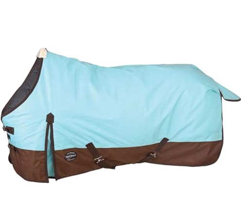 Tack Shack of Ocala Reinsman Circle Y Classic Regendecke Weidedecke Pferdedecke Regendecke Pferde Regendecke 0g 600D wasserdichte Plane für Pferde (72, Aqua und Braun) von Tack Shack of Ocala