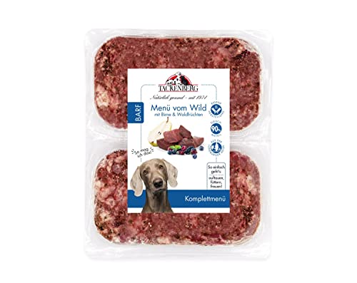 TACKENBERG Barf Menü mit Wildfleisch, Birne & Waldfrüchten für Hunde - 14 x 500 g - leckeres Frostfleisch als Hundefutter in Premiumqualität - Gefrierfutter von Tackenberg