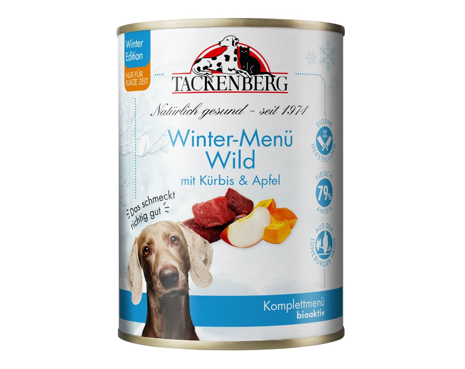 Ausgewogene Hundeernährung im Winter: Nassfutter Wild, Kürbis & Apfel - 24x400g - Premiumqualität von Tackenberg von Tackenberg