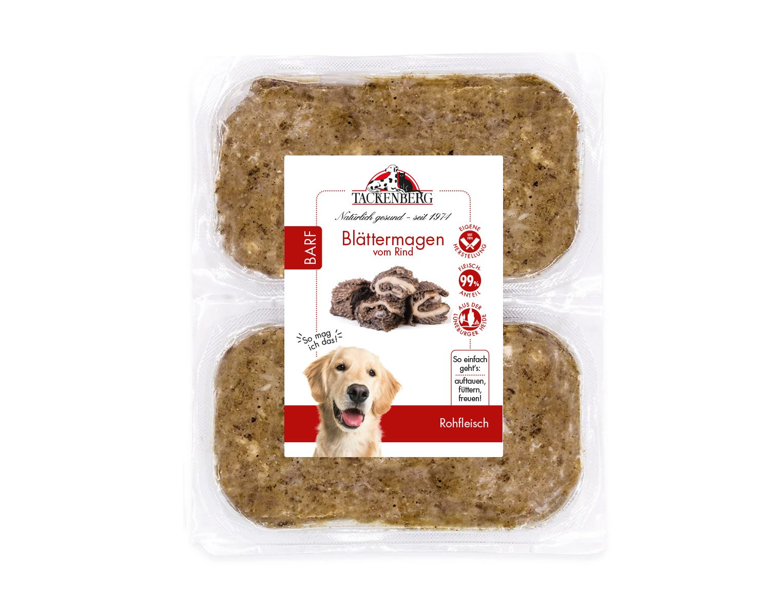 BARF Blättermagen vom Rind für Hunde  - 14 x 500 g - Premiumqualität von Tackenberg von Tackenberg