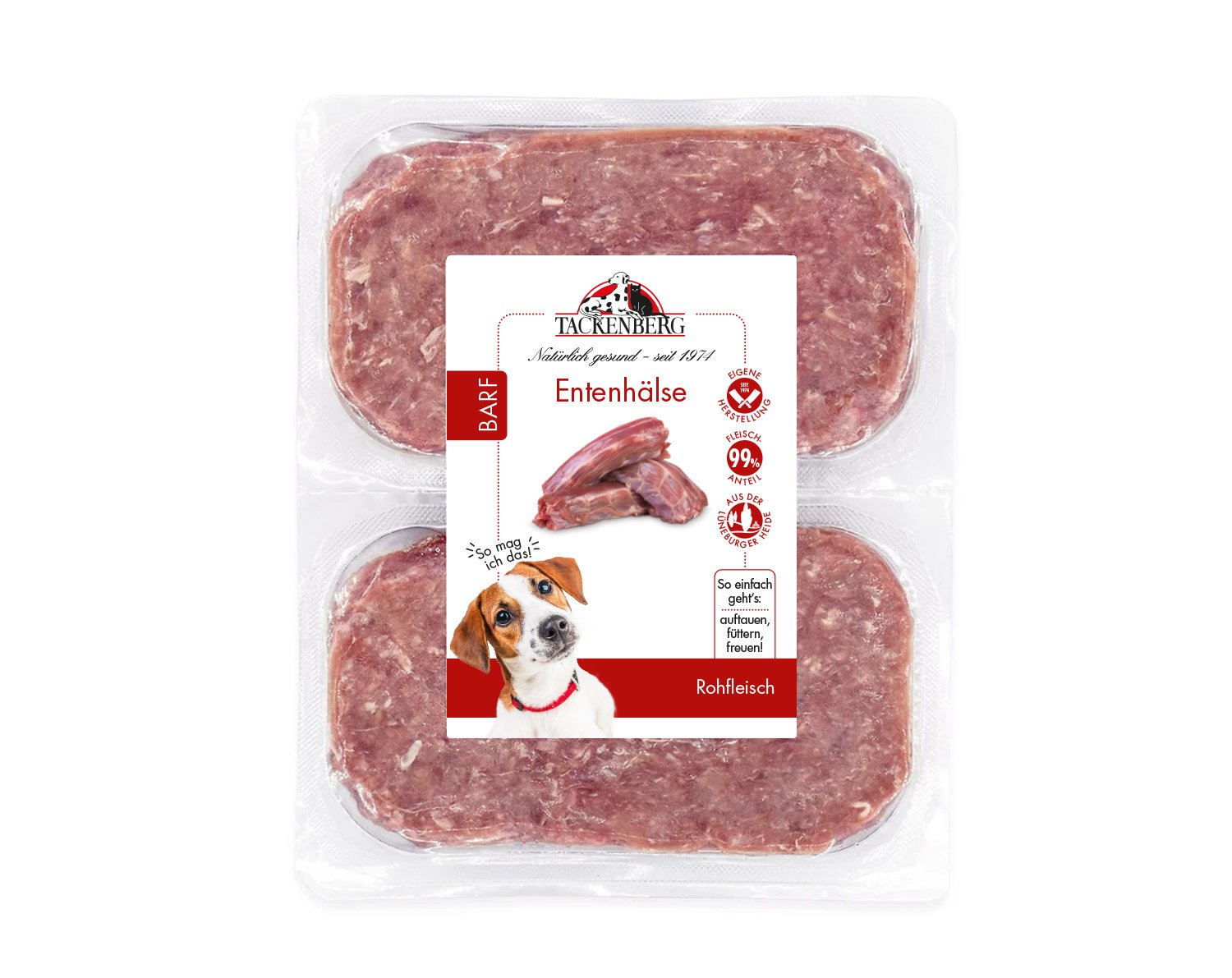 BARF Entenhälse gewolft für Hunde & Katzen  - 14 x 500 g - Premiumqualität von Tackenberg von Tackenberg