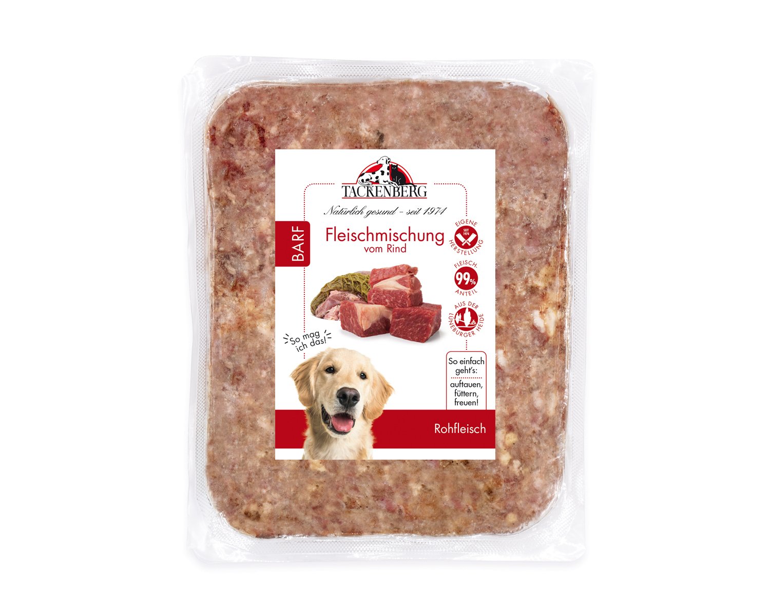 BARF Fleischmischung vom Rind für Hunde  - 28 x 500 g - Premiumqualität von Tackenberg von Tackenberg