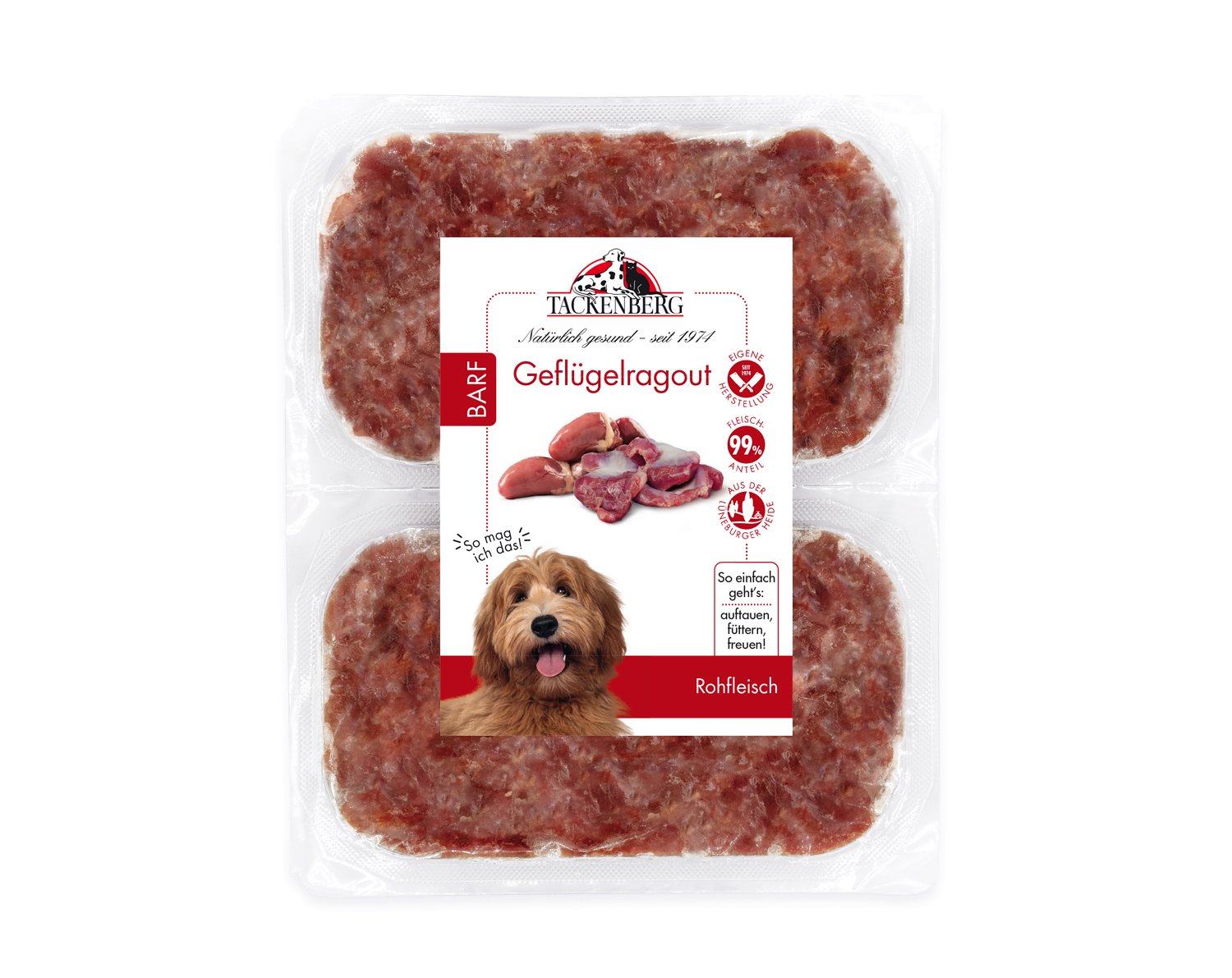 BARF Geflügelragout für Hunde & Katzen  - 14 x 500 g - Premiumqualität von Tackenberg von Tackenberg