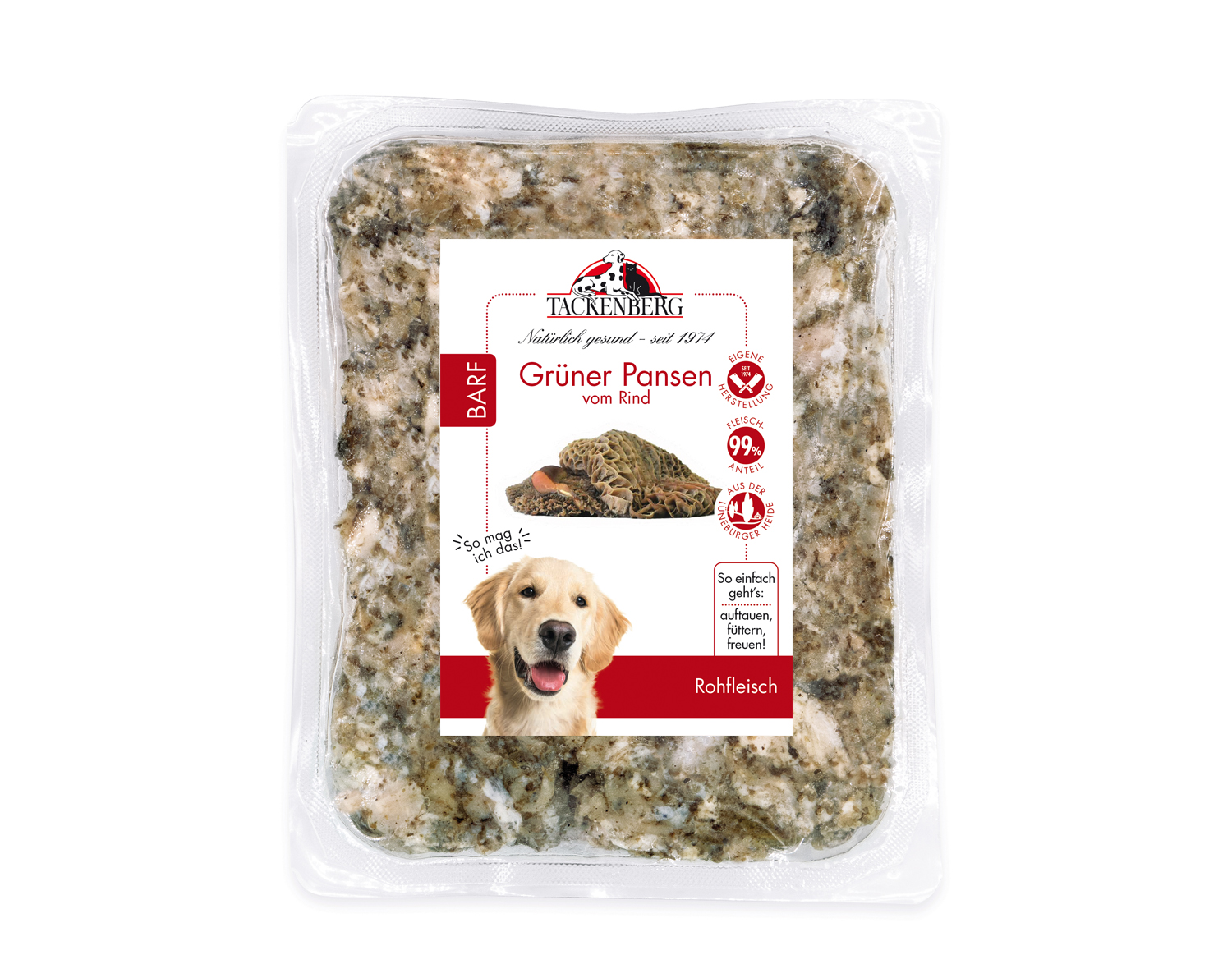 BARF Grüner Pansen vom Rind für Hunde  - 28 x 500 g - Premiumqualität von Tackenberg von Tackenberg