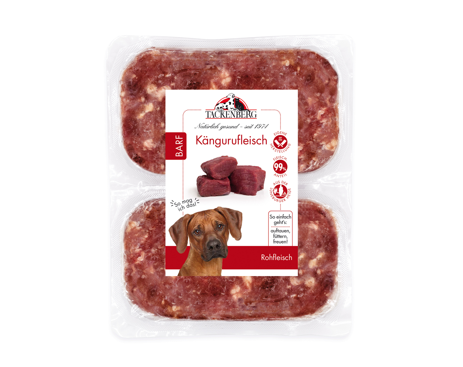 BARF Kängurufleisch für Hunde  - 28 x 500 g - Premiumqualität von Tackenberg von Tackenberg