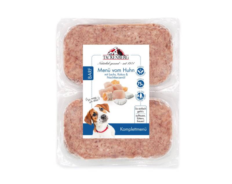 BARF-Menü Hühnchen mit Lachs & Kokos für Hunde  - 28 x 500 g - Premiumqualität von Tackenberg von Tackenberg