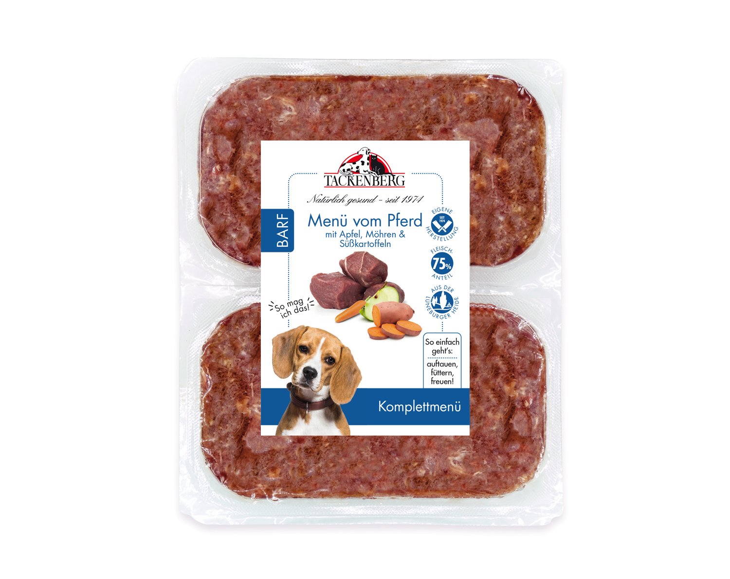 BARF Menü Pferd & Apfel für Hunde  - 14 x 500 g - Premiumqualität von Tackenberg von Tackenberg