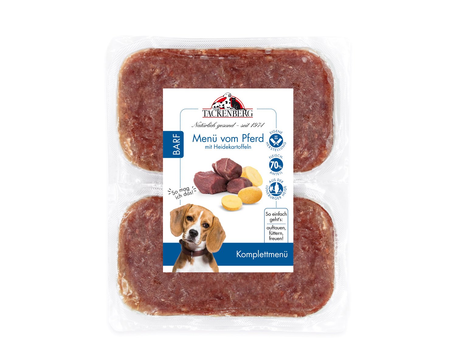 BARF Menü Pferd & Heidekartoffeln für Hunde  - 14 x 500 g - Premiumqualität von Tackenberg von Tackenberg