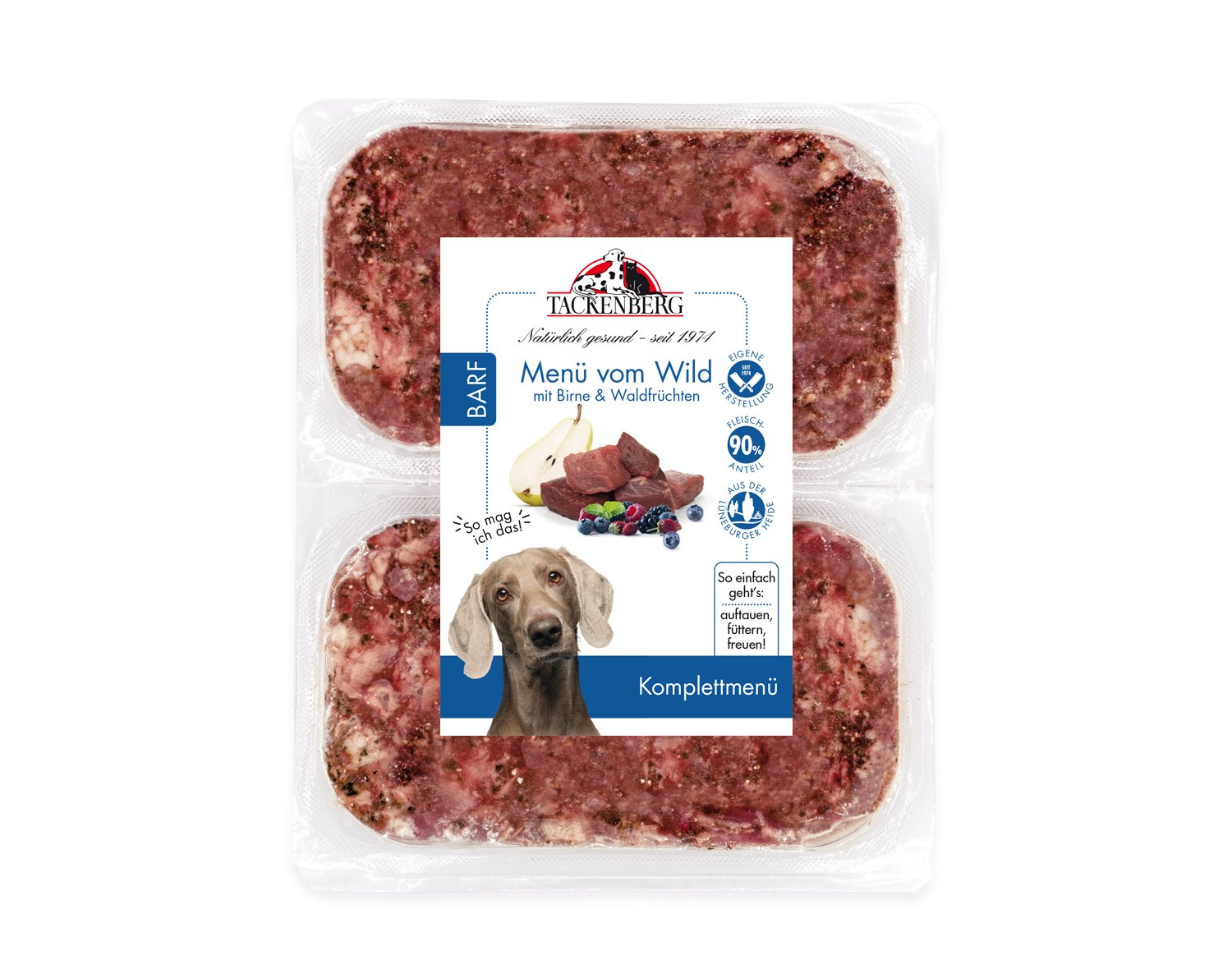 BARF Menü Wild & Birne für Hunde  - 28 x 500 g - Premiumqualität von Tackenberg von Tackenberg