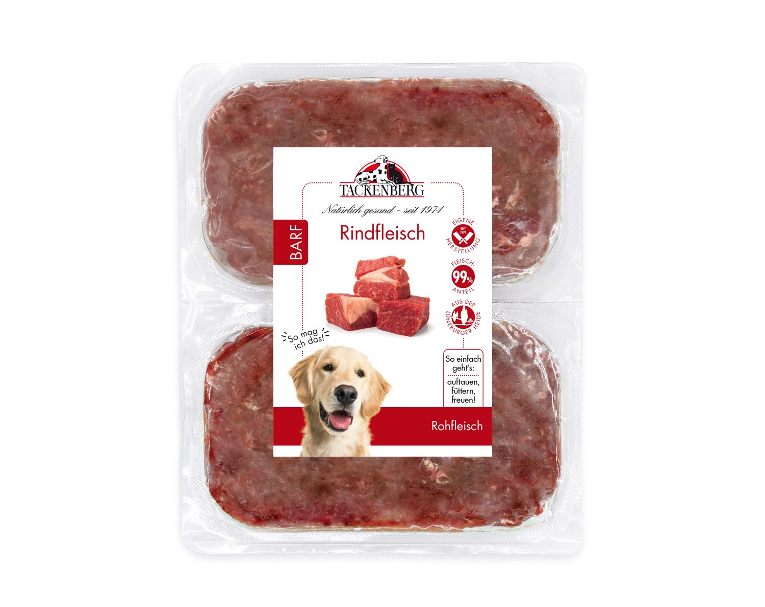 BARF Rindfleisch für Hunde & Katzen  - 14 x 500 g - Premiumqualität von Tackenberg von Tackenberg