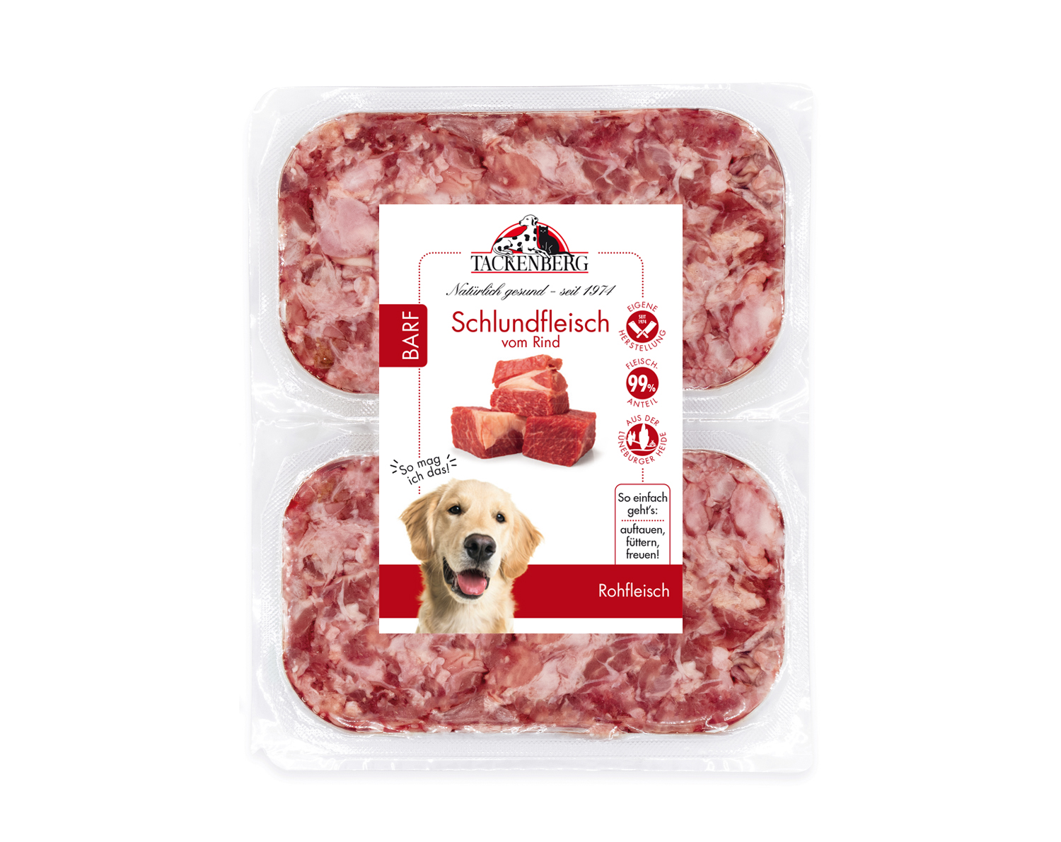 BARF Schlundfleisch Rind für Hunde & Katzen  - 500 g - Premiumqualität von Tackenberg von Tackenberg