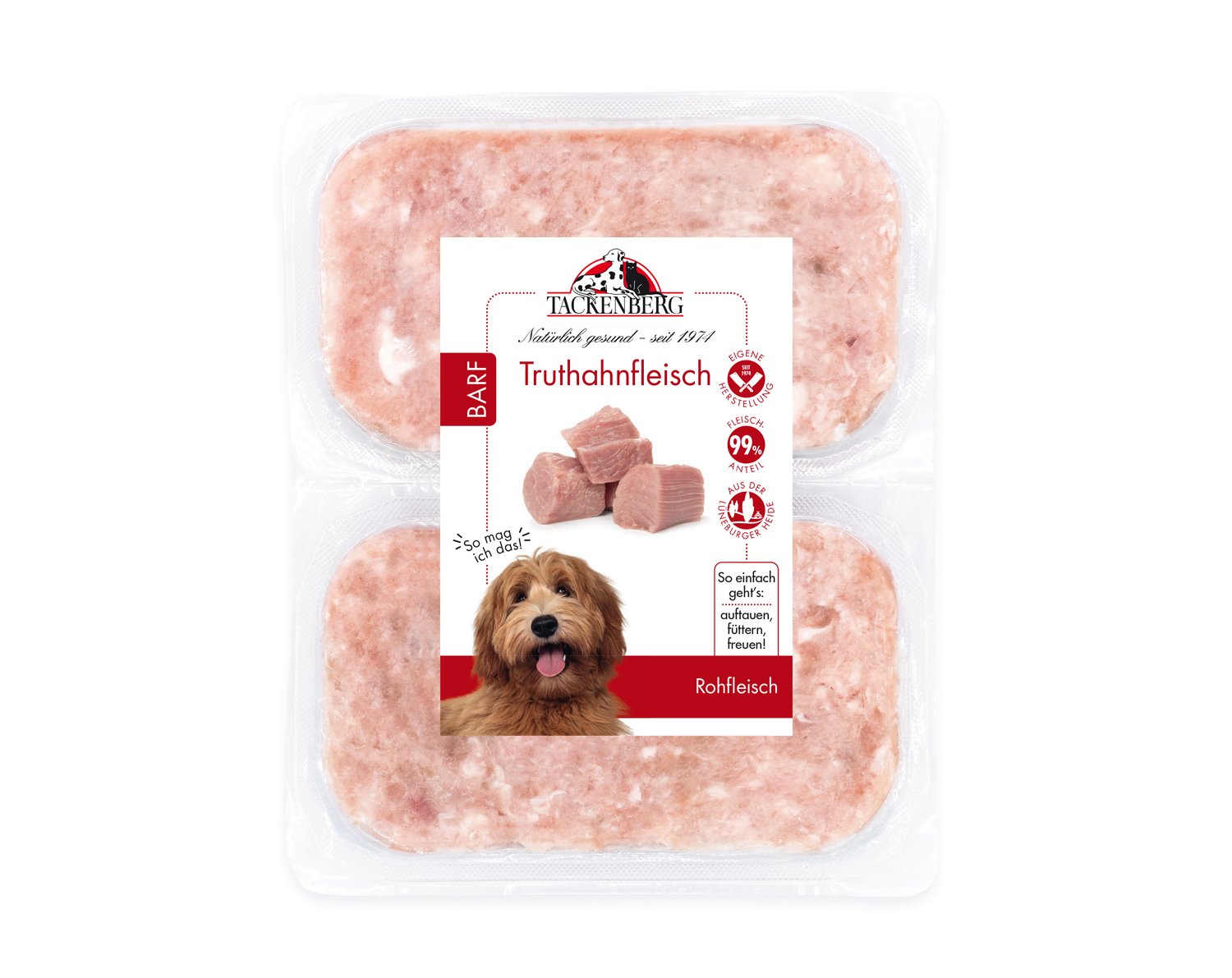 BARF Truthahnfleisch für Hunde & Katzen  - 24 x 500 g - Premiumqualität von Tackenberg von Tackenberg