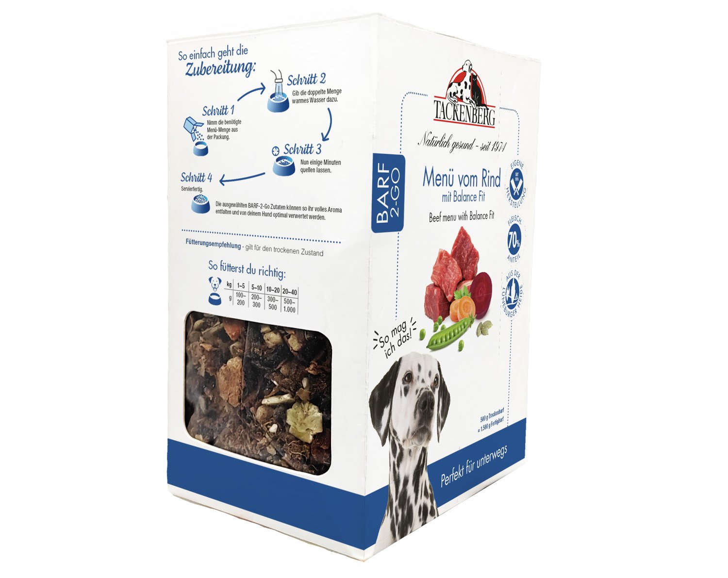 BARF to Go Menü Rind & Balance Fit für Hunde  - 500g - Premiumqualität von Tackenberg von Tackenberg