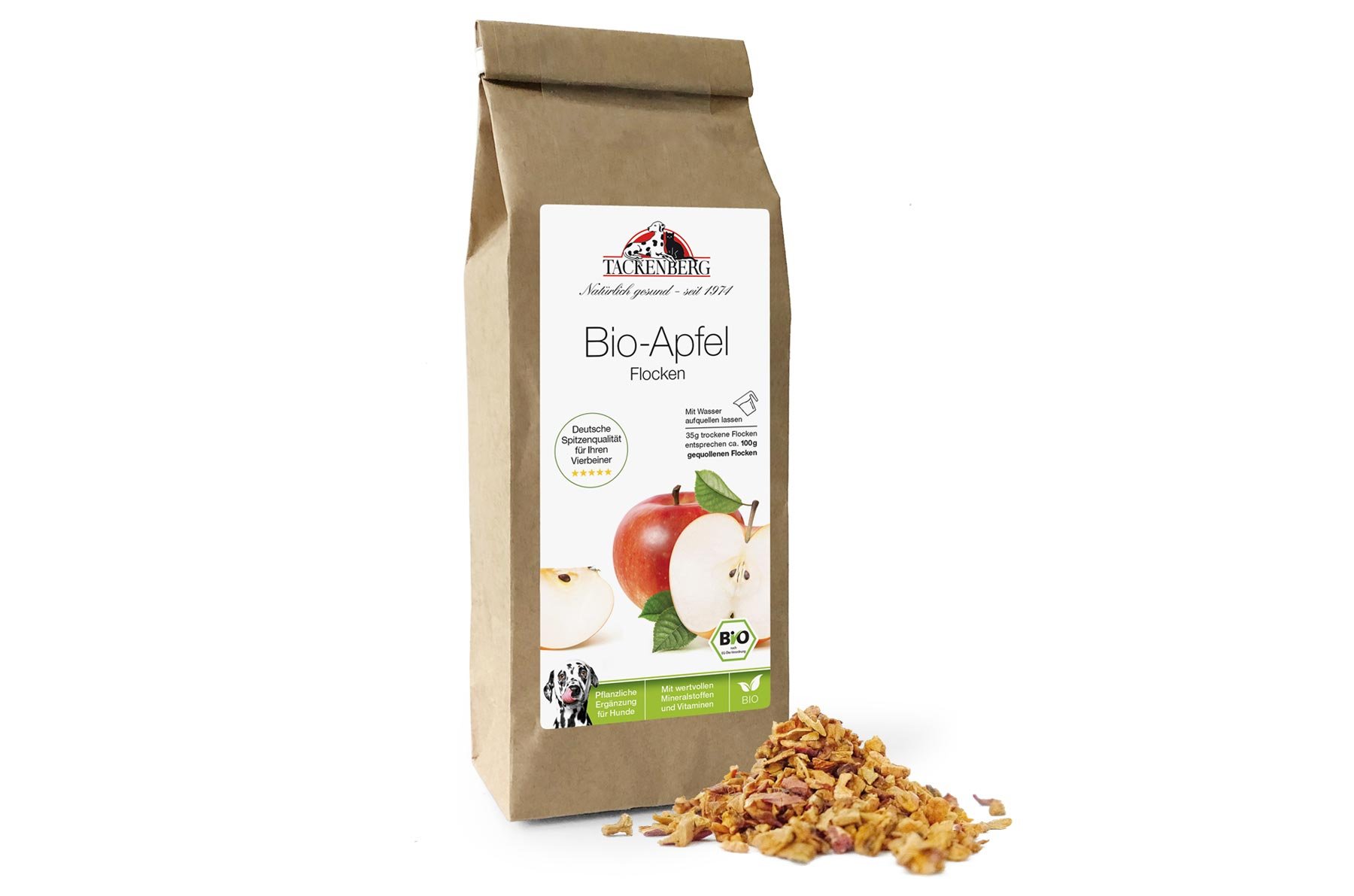 BIO-Apfel-Flocken - die fruchtig-süße BARF-Ergänzung für Hunde - 200 g - Premiumqualität von Tackenberg von Tackenberg