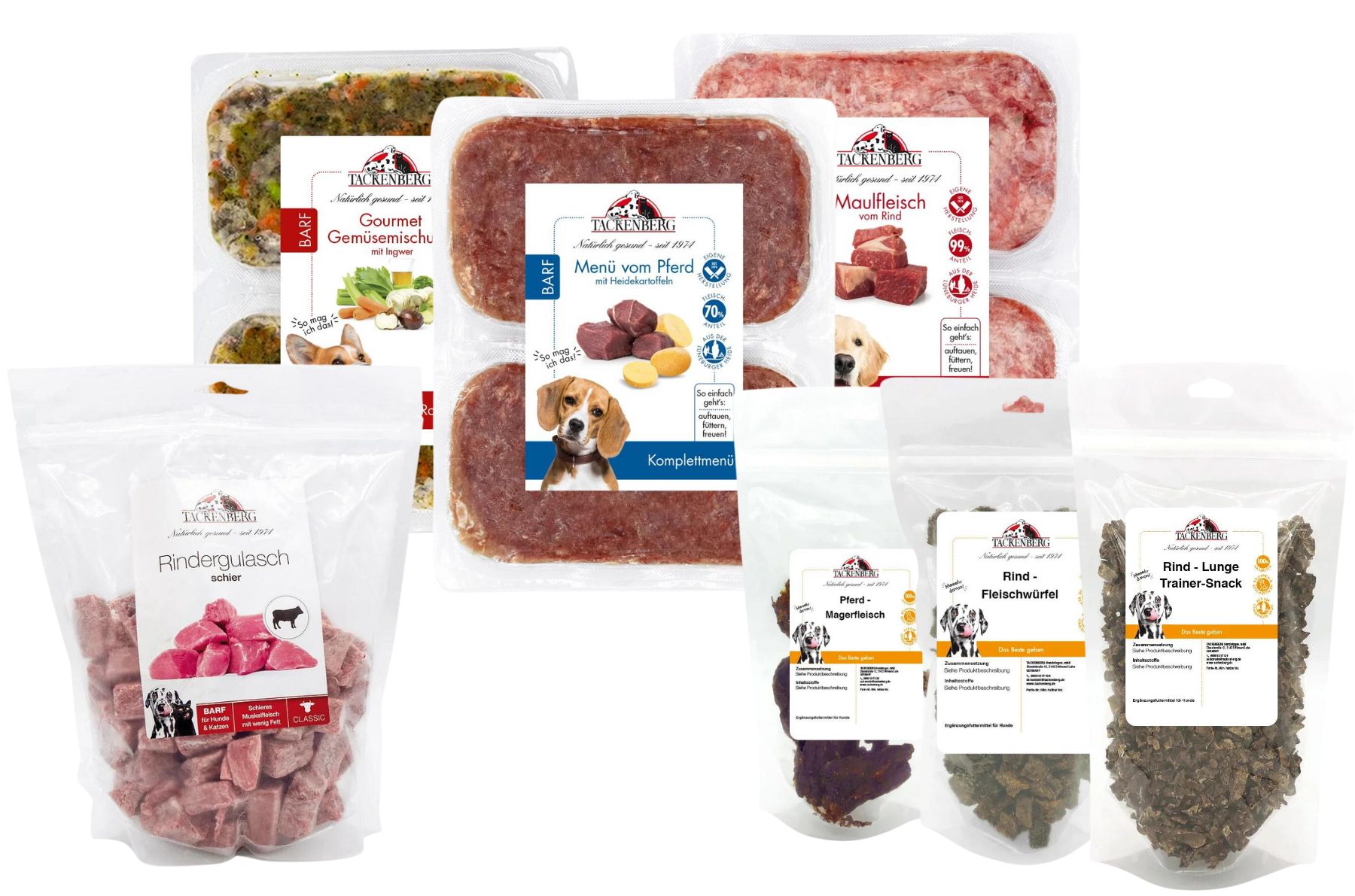 Barf Probierpaket zum Abnehmen mit Rind und Pferd | Diät-Probierpakete für Hunde  - 18 Artikel - Premiumqualität von Tackenberg von Tackenberg