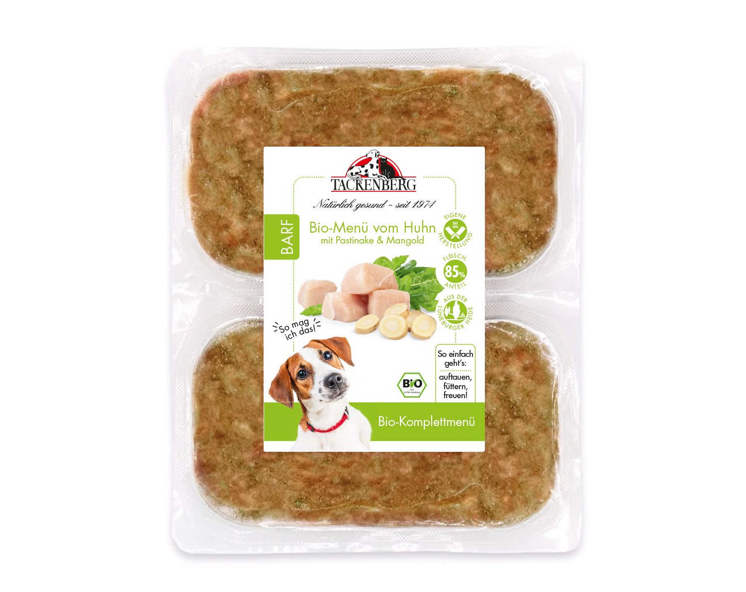 Bio BARF Menü Huhn & Pastinake für Hunde  - 28 x 500 g - Premiumqualität von Tackenberg von Tackenberg