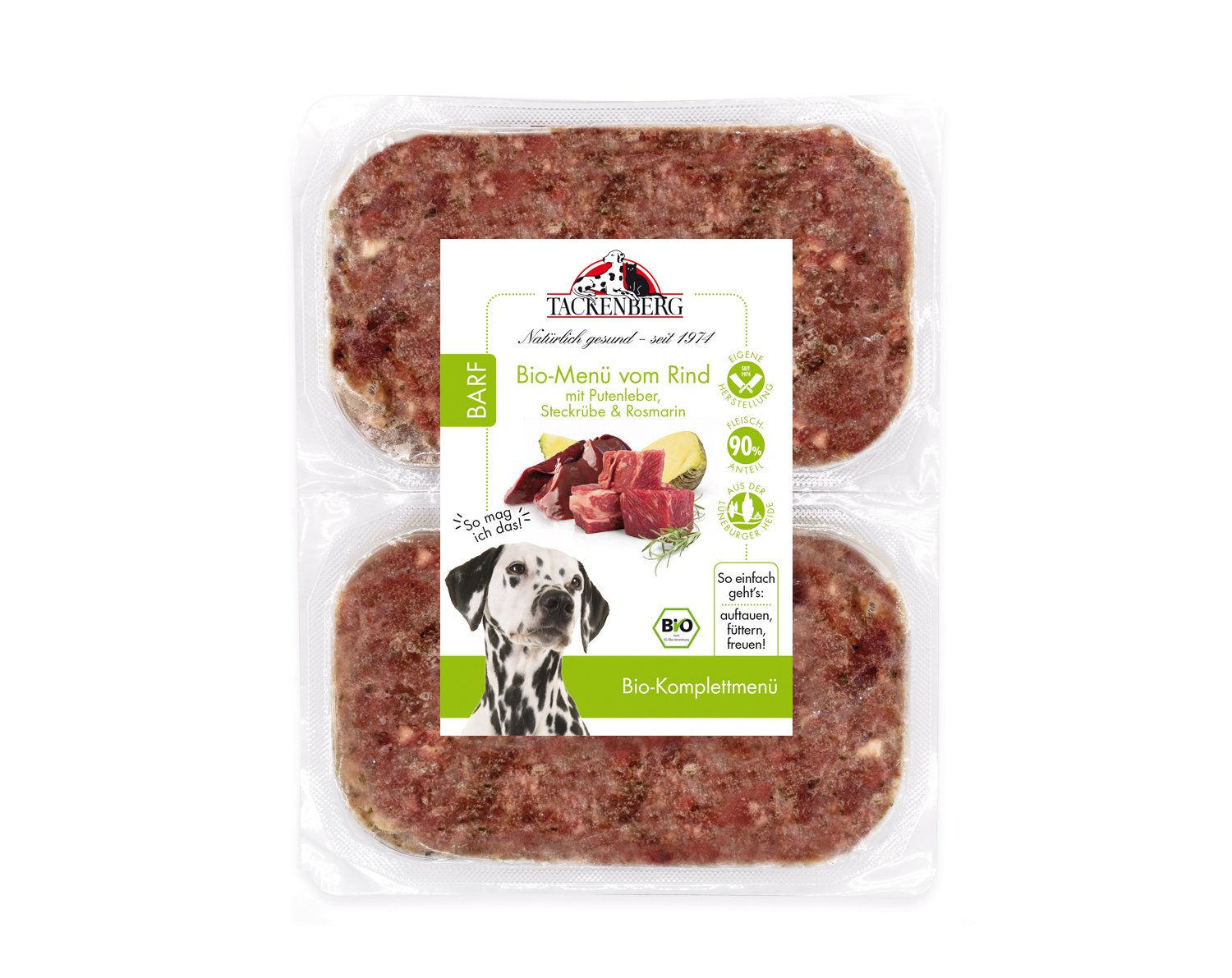 Bio BARF Menü Rind & Putenleber für Hunde  - 14 x 500 g - Premiumqualität von Tackenberg von Tackenberg