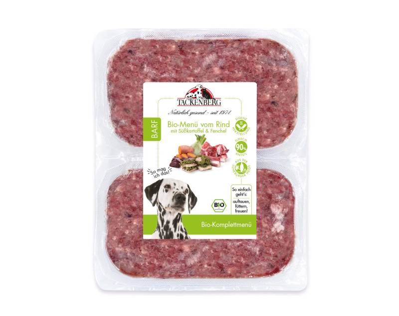 Bio BARF Menü Rind & Süßkartoffel für Hunde  - 14 x 500 g - Premiumqualität von Tackenberg von Tackenberg