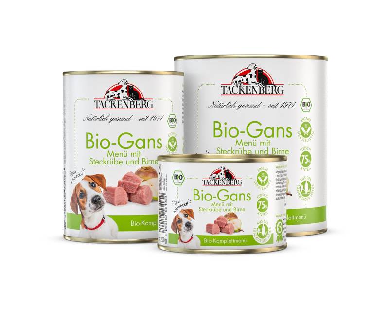 Bio Dosen Menü mit Gans & Birne für Hunde  - 24 x 400 g - Premiumqualität von Tackenberg von Tackenberg