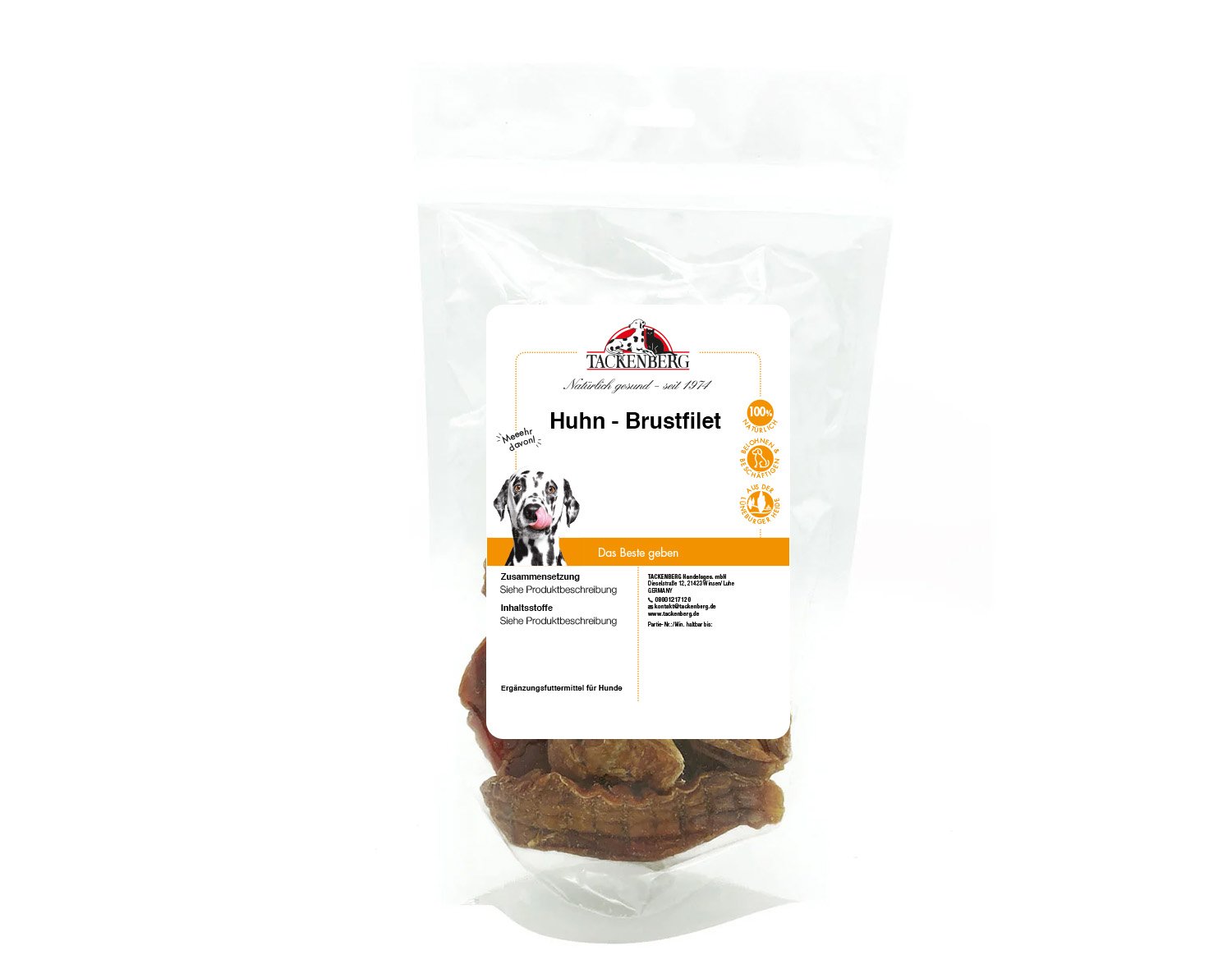 Hühnerbrustfilet getrocknet für Hunde & Katzen  - 250 g - Premiumqualität von Tackenberg von Tackenberg