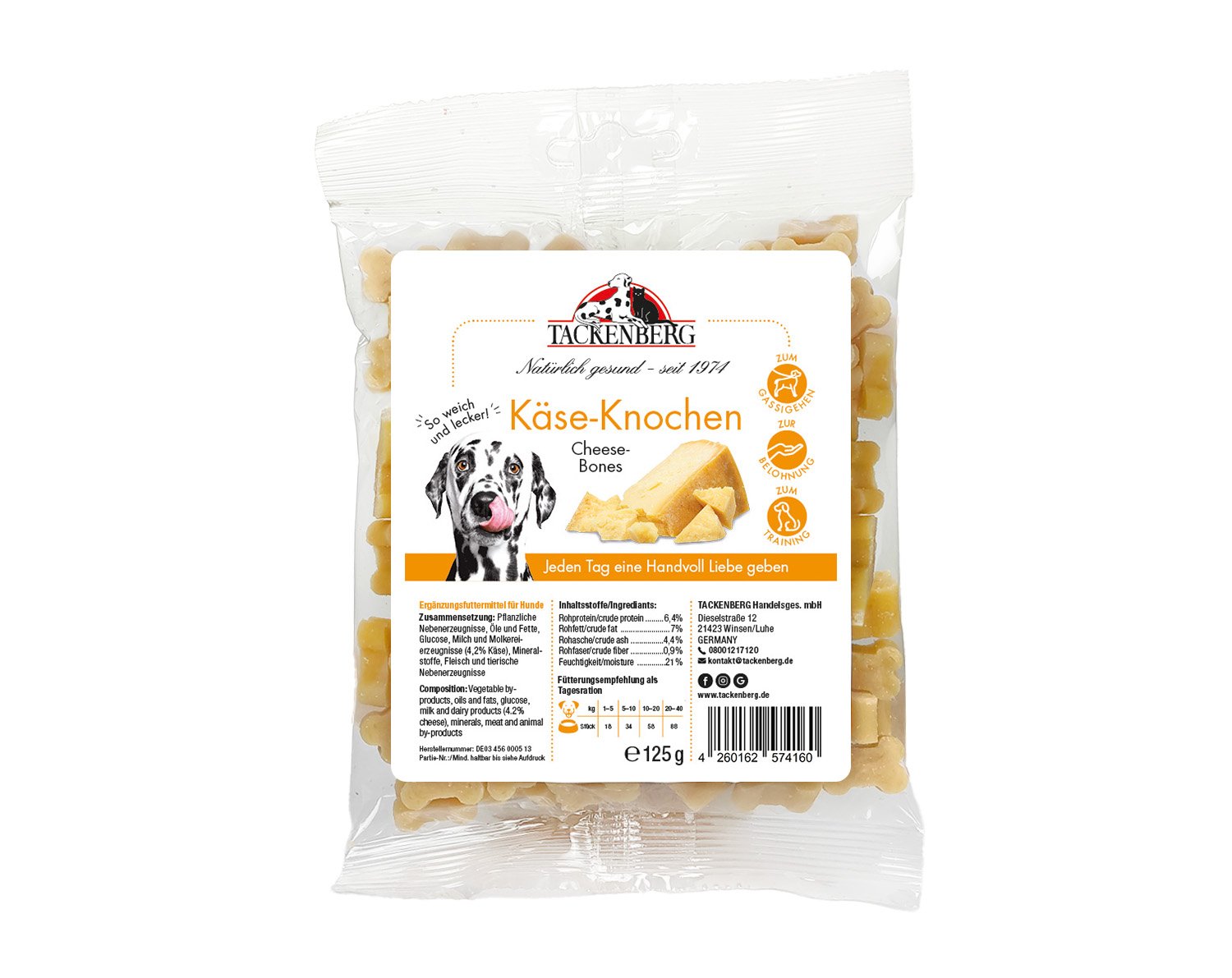 Käse Snacks für Hunde | Online bei Tackenberg - 125g - Premiumqualität von Tackenberg von Tackenberg