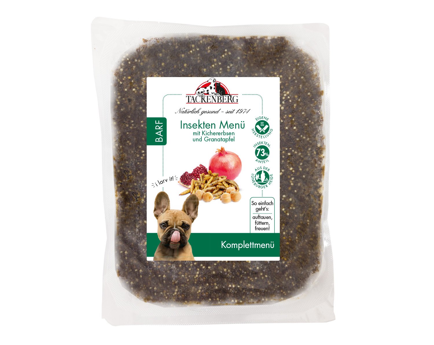 Menü Insekten-BARF mit Kichererbsen für Hunde  - 14 x 500 g - Premiumqualität von Tackenberg von Tackenberg