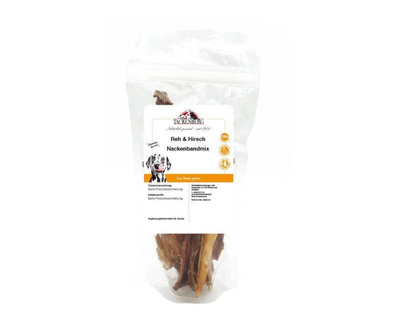 Nackenbandmix Reh & Hirsch getrocknet für Hunde  - 125 g - Premiumqualität von Tackenberg von Tackenberg