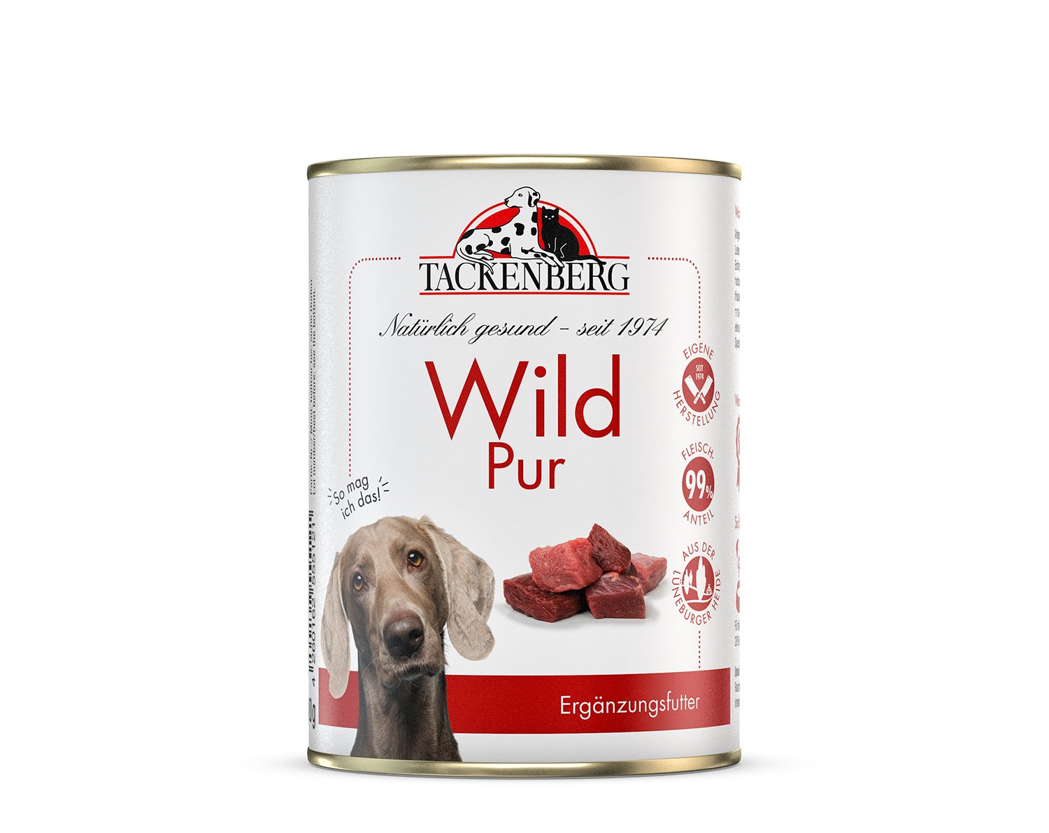 Nassfutter Dose Wild pur für Hunde  - 1500 x 400 g - Premiumqualität von Tackenberg von Tackenberg