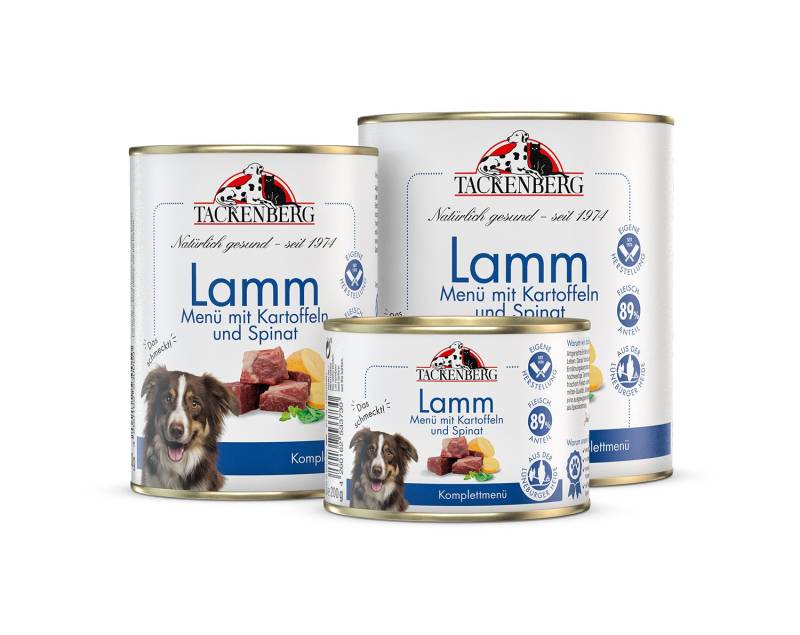 Nassfutter Dosen Menü Lamm & Kartoffeln für Hunde  - 24 x 400 g - Premiumqualität von Tackenberg von Tackenberg
