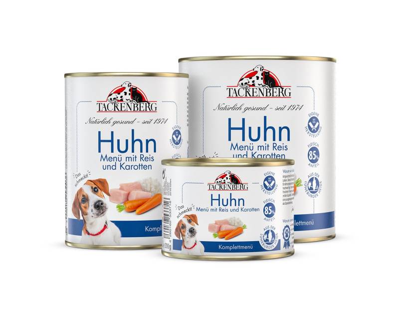 Nassfutter Menü Hähnchen & Langkornreis für Hunde  - 1500 x 400 g - Premiumqualität von Tackenberg von Tackenberg