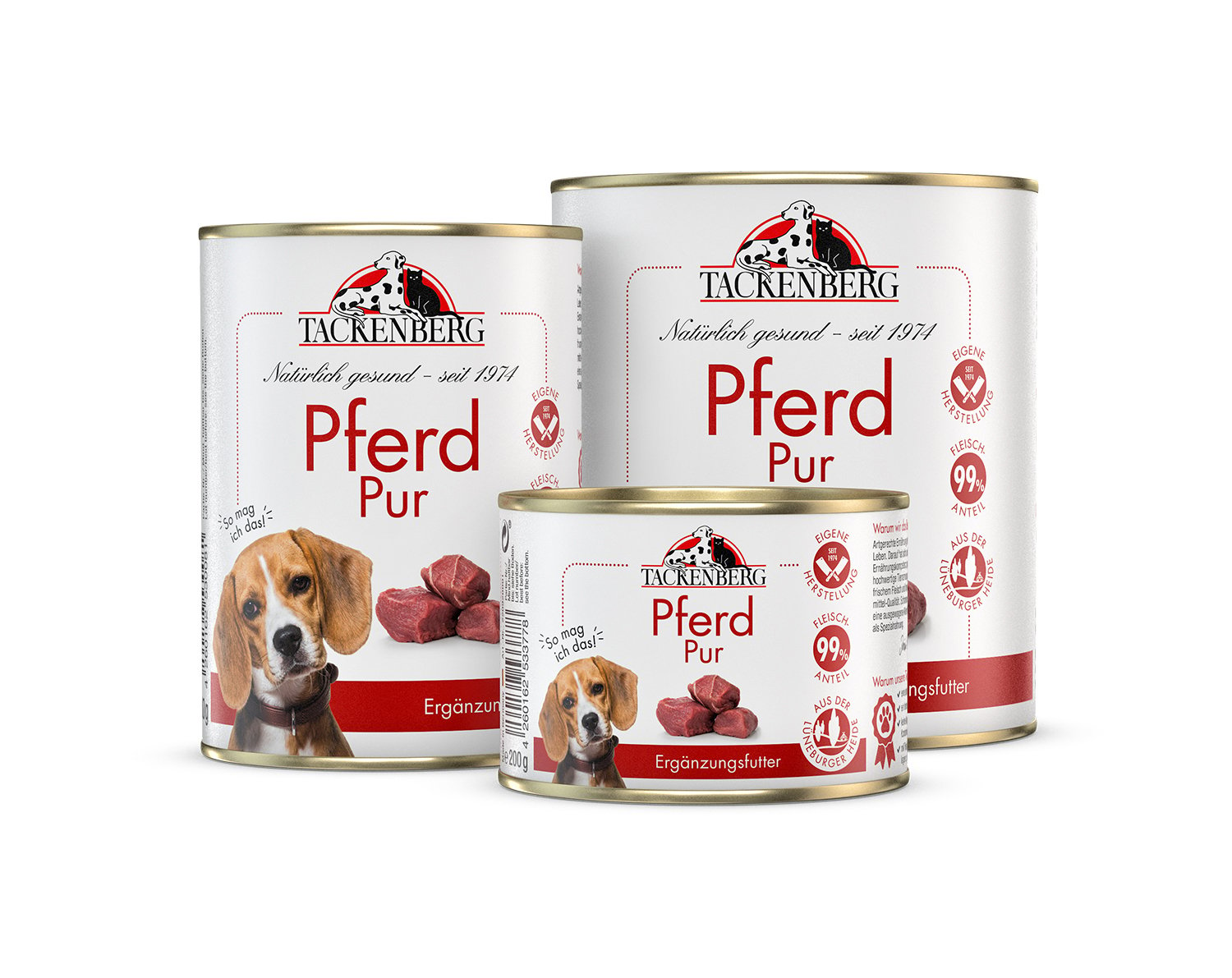 Nassfutter Pferd Pur für Hunde  - 1950 x 400 g - Premiumqualität von Tackenberg von Tackenberg