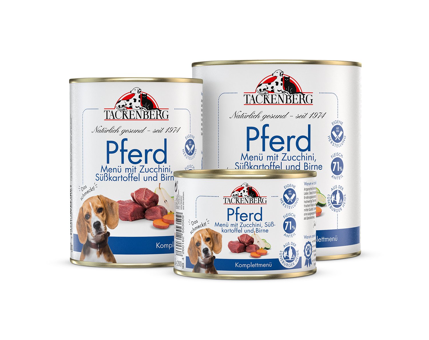 Nassfutter Pferd mit Zucchini & Birne für Hunde  - 24 x 400 g - Premiumqualität von Tackenberg von Tackenberg