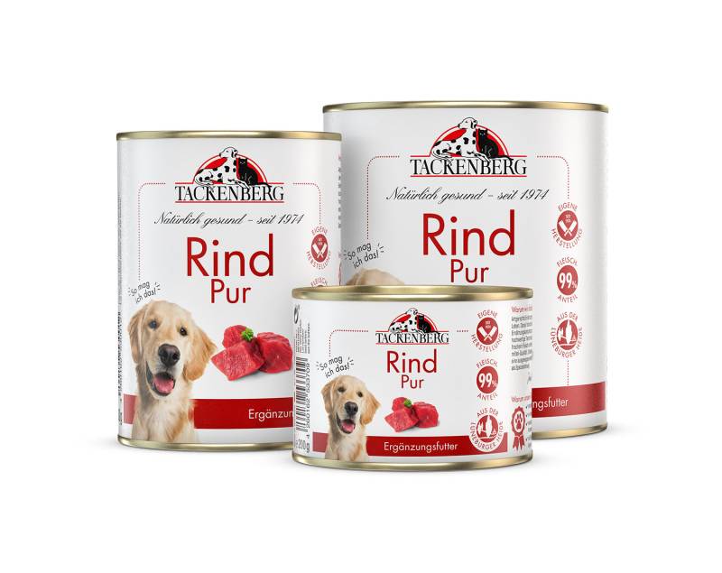 Nassfutter Rind Pur für Hunde und Katzen  - 1950 x 400 g - Premiumqualität von Tackenberg von Tackenberg