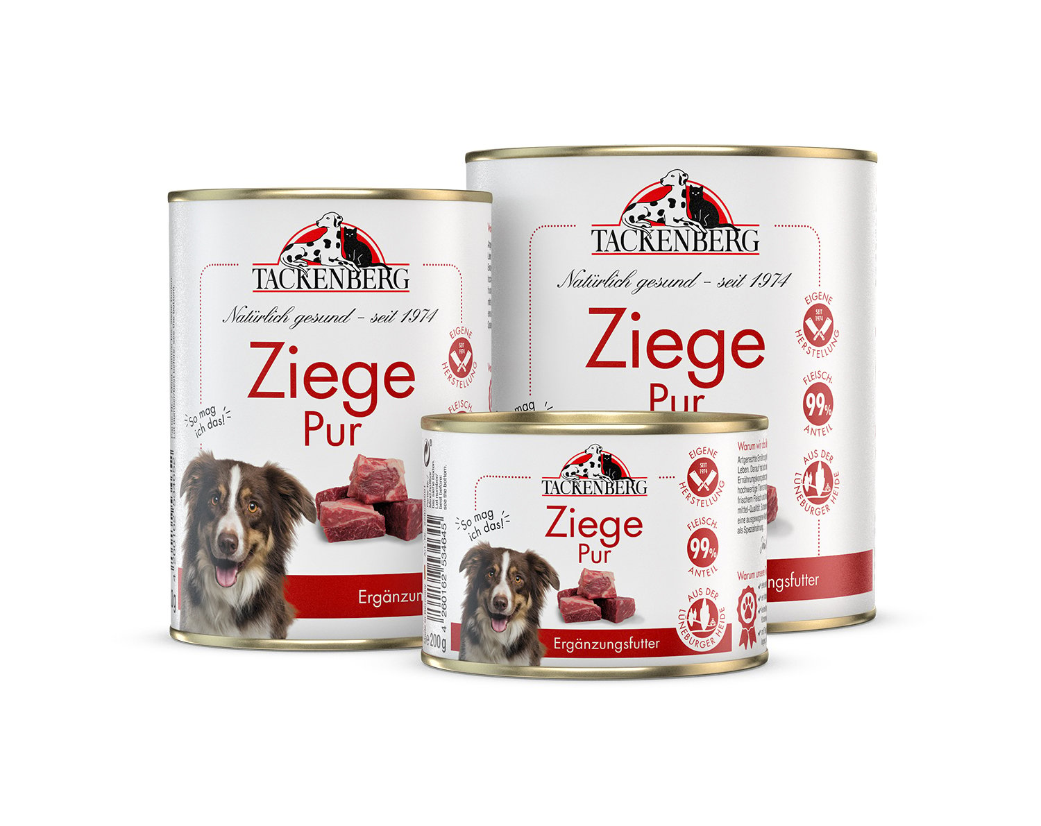 Nassfutter Ziege Pur für Hunde und Katzen  - 24 x 400 g - Premiumqualität von Tackenberg von Tackenberg