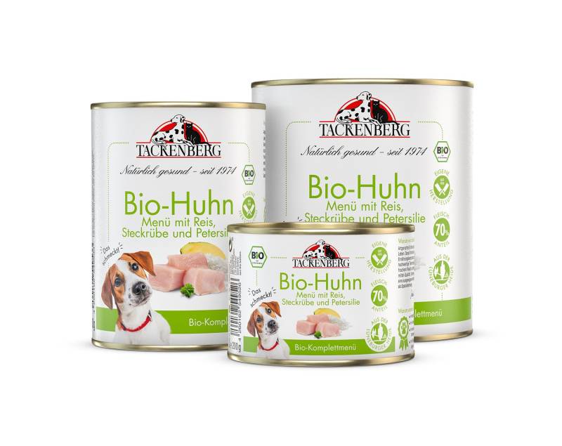 Premium Nassfutter Bio Huhn mit Steckrübe  - 24 x 400 g - Premiumqualität von Tackenberg von Tackenberg