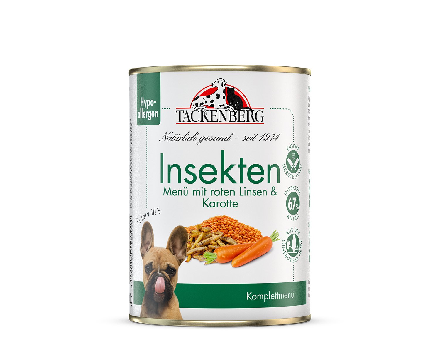 Nassfutter Insektenmenü mit Roten Linsen & Karotte für Hunde  - 24 x 400 g - Premiumqualität von Tackenberg von Tackenberg