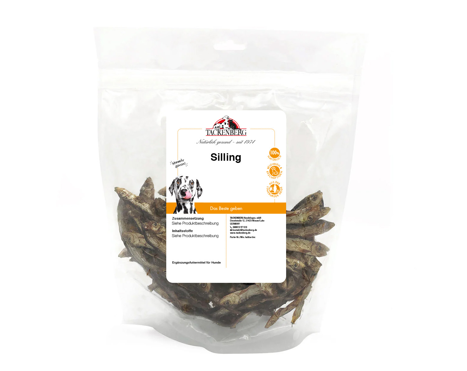 Snack vom Silling getrocknet für Hunde  - 250 g - Premiumqualität von Tackenberg von Tackenberg