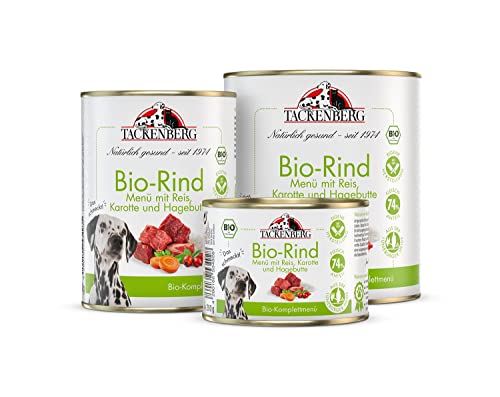 TACKENBERG Bio-Rind mit Karotte & Hagebutte Nassfutter Dose für Hunde - Hundefutter in Premiumqualität - natürlich getreidefrei - 6 x 800 g von Tackenberg