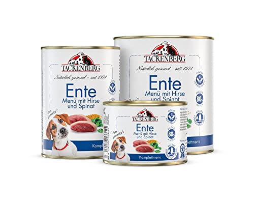 TACKENBERG Ente mit Hirse & Spinat Nassfutter Dose für Hunde - Hundefutter in Premiumqualität - 864 x 800 g von Tackenberg