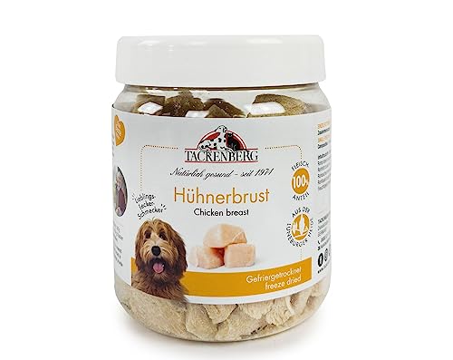 TACKENBERG Gefriergetrocknete Hühnerbrust für Hunde - 80 g - natürlicher Kausnack in Premiumqualität - schonend getrocknet - reines Naturprodukt zur Belohnung, als Snack oder Leckerli von Tackenberg